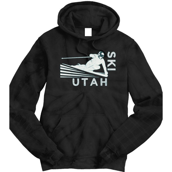 Retro Ski Utah Long Sleeve Vintage Snow Ski Tie Dye Hoodie