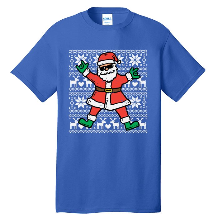 Rocker Santa Ugly Xmas Sweater Funny Christmas Rock Gift Tall T-Shirt