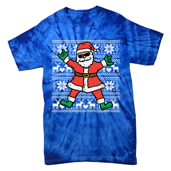 Rocker Santa Ugly Xmas Sweater Funny Christmas Rock Gift Tie-Dye T-Shirt