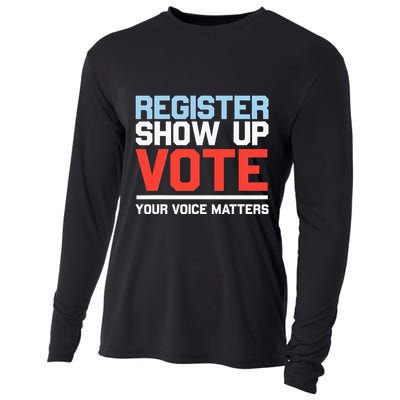 Register Show Up Vote Voice Matters Civic Duty Cooling Performance Long Sleeve Crew