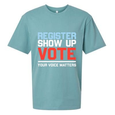 Register Show Up Vote Voice Matters Civic Duty Sueded Cloud Jersey T-Shirt