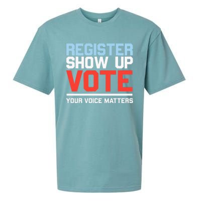 Register Show Up Vote Voice Matters Civic Duty Sueded Cloud Jersey T-Shirt