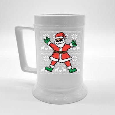 Rocker Santa Ugly Xmas Sweater Funny Christmas Rock Gift Great Gift Beer Stein