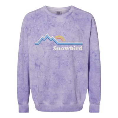 Retro Snowbird Utah Ut Vintage Sunrise Mountains Colorblast Crewneck Sweatshirt