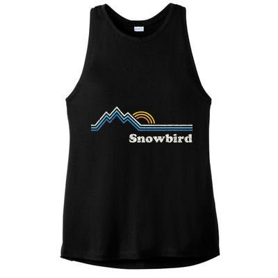 Retro Snowbird Utah Ut Vintage Sunrise Mountains Ladies PosiCharge Tri-Blend Wicking Tank