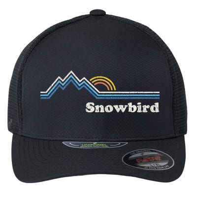 Retro Snowbird Utah Ut Vintage Sunrise Mountains Flexfit Unipanel Trucker Cap