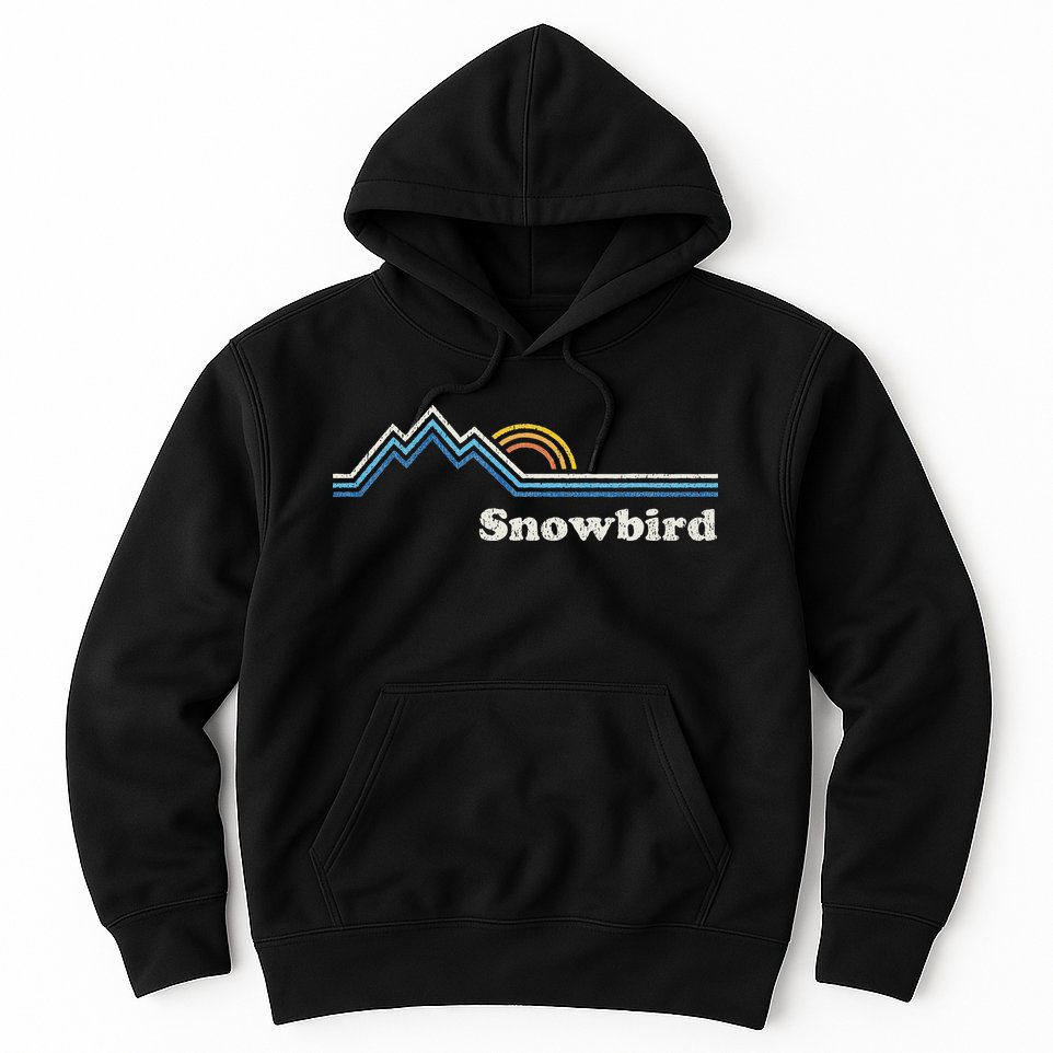 Retro Snowbird Utah Ut Vintage Sunrise Mountains Hoodie