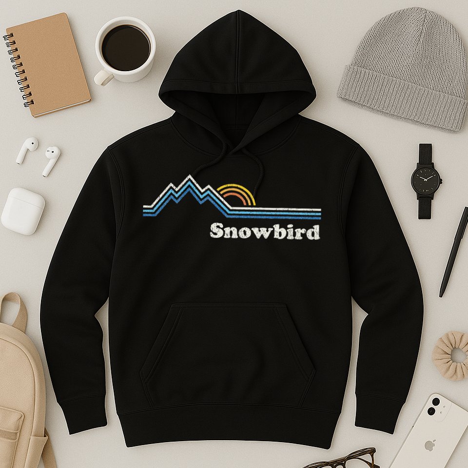 Retro Snowbird Utah Ut Vintage Sunrise Mountains Hoodie