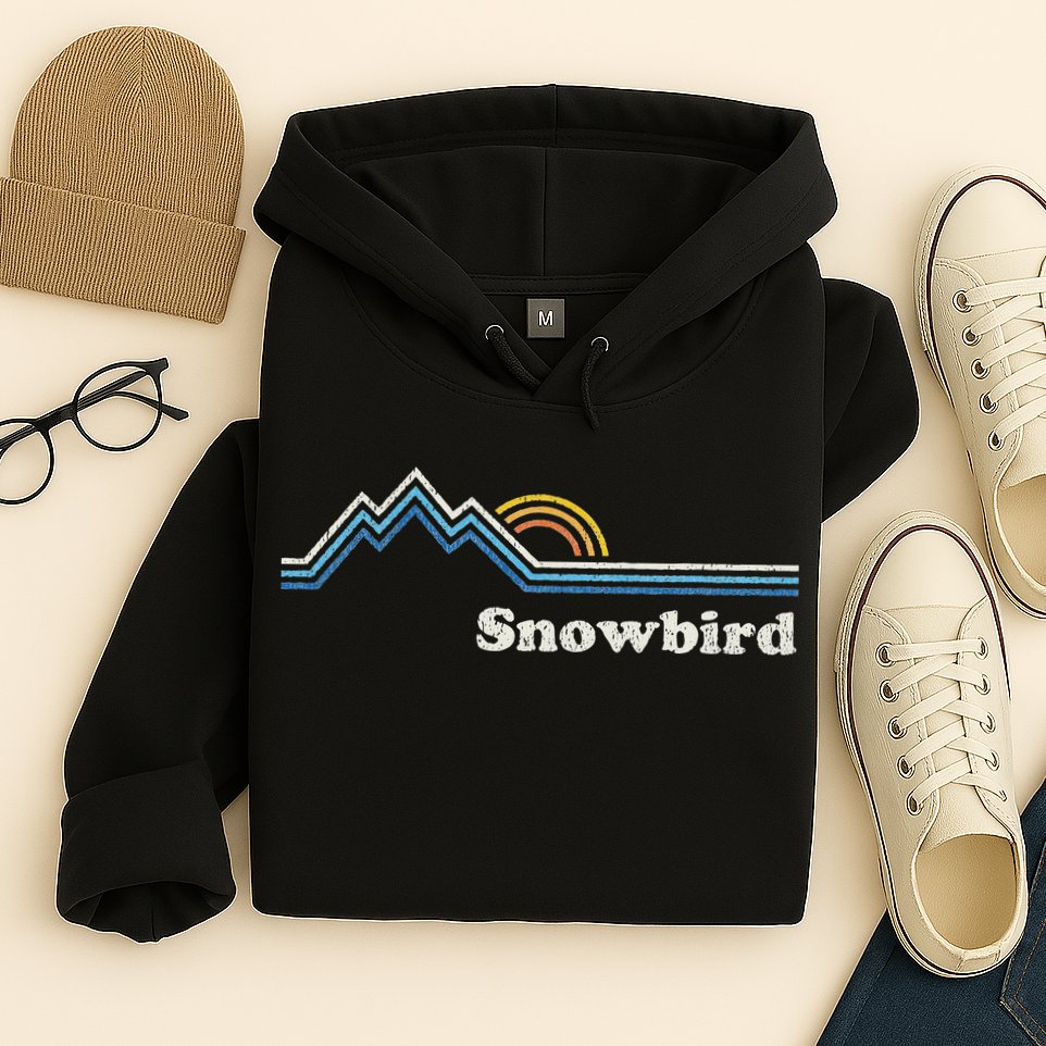 Retro Snowbird Utah Ut Vintage Sunrise Mountains Hoodie