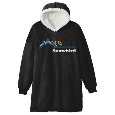 Retro Snowbird Utah Ut Vintage Sunrise Mountains Hooded Wearable Blanket