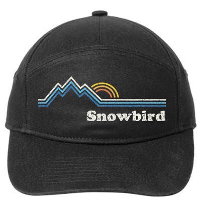 Retro Snowbird Utah Ut Vintage Sunrise Mountains 7-Panel Snapback Hat