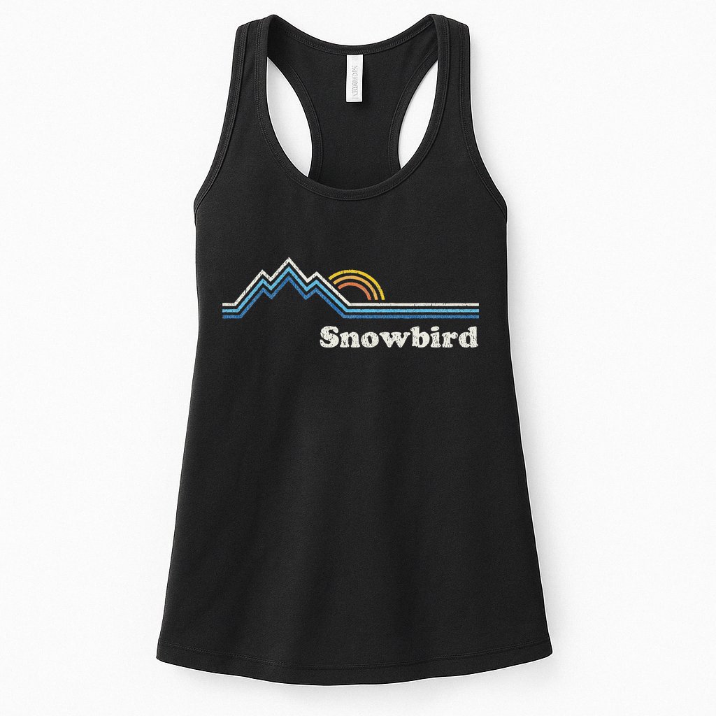 Retro Snowbird Utah Ut Vintage Sunrise Mountains Womens Tank Top
