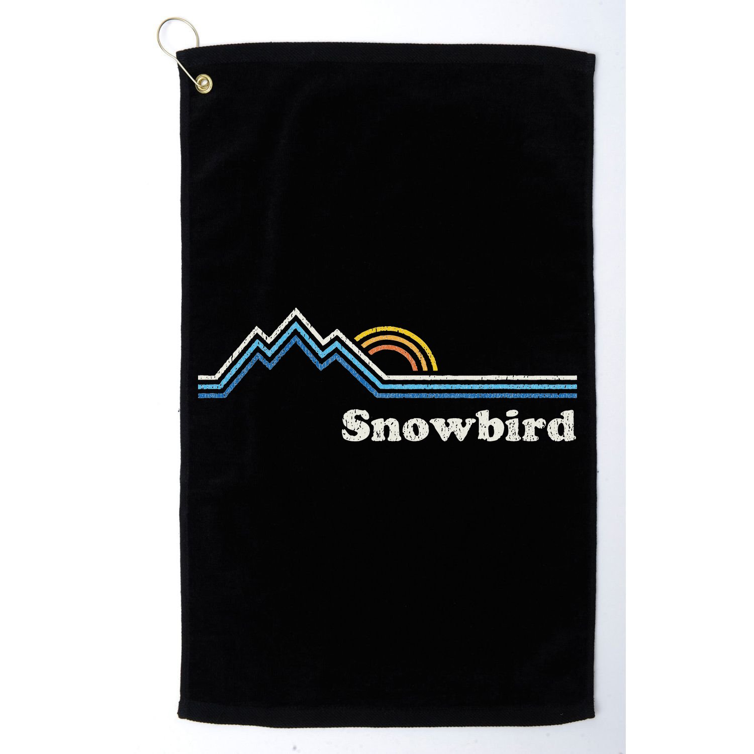 Retro Snowbird Utah Ut Vintage Sunrise Mountains Golf Towel