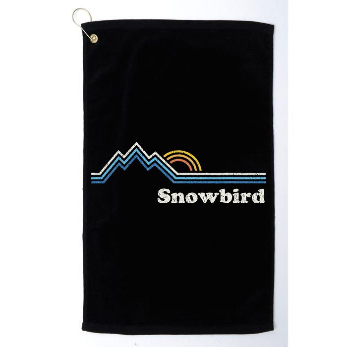 Retro Snowbird Utah Ut Vintage Sunrise Mountains Golf Towel