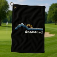 Retro Snowbird Utah Ut Vintage Sunrise Mountains Golf Towel
