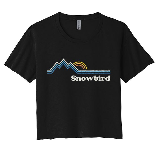 Retro Snowbird Utah Ut Vintage Sunrise Mountains Crop Top