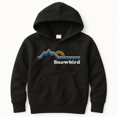 Retro Snowbird Utah Ut Vintage Sunrise Mountains Kids Hoodie
