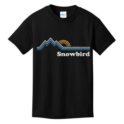 Retro Snowbird Utah Ut Vintage Sunrise Mountains Kids T-Shirt