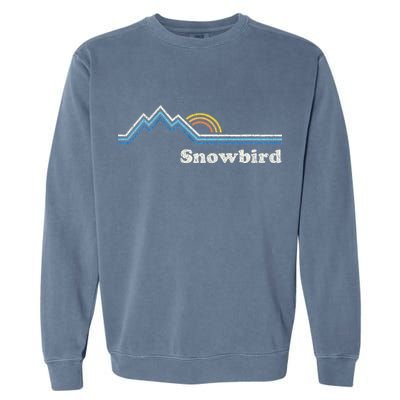 Retro Snowbird Utah Ut Vintage Sunrise Mountains Garment-Dyed Sweatshirt