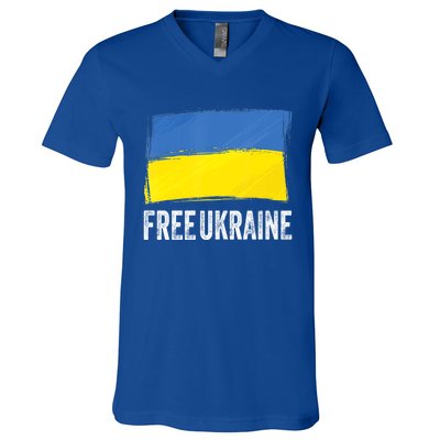 Retro Support Ukraine I Stand With Ukraine Flag Free Ukraine Gift V-Neck T-Shirt