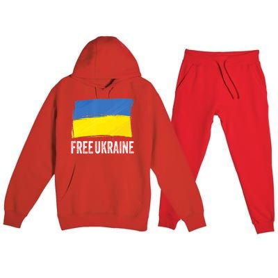 Retro Support Ukraine I Stand With Ukraine Flag Free Ukraine Gift Premium Hooded Sweatsuit Set