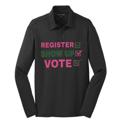 Register Show Up Vote Silk Touch Performance Long Sleeve Polo