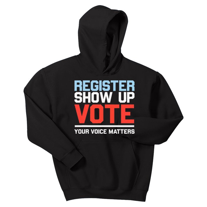 Register Show Up Vote Voice Matters Civic Duty Kids Hoodie