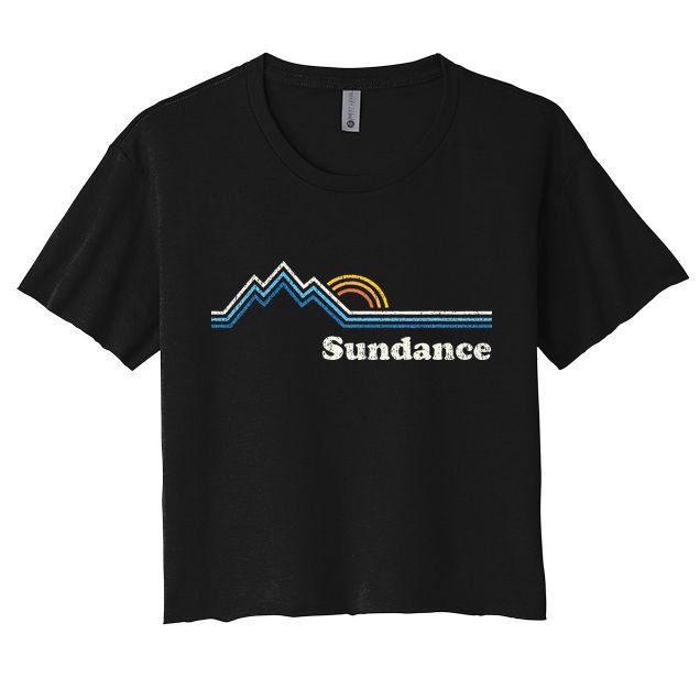 Retro Sundance Utah Ut Vintage Sunrise Mountains Crop Top