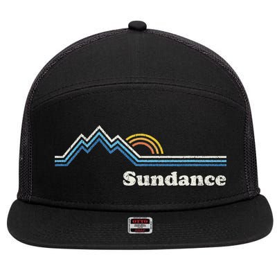 Retro Sundance Utah Ut Vintage Sunrise Mountains 7 Panel Mesh Trucker Snapback Hat
