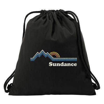 Retro Sundance Utah Ut Vintage Sunrise Mountains Drawstring Bag