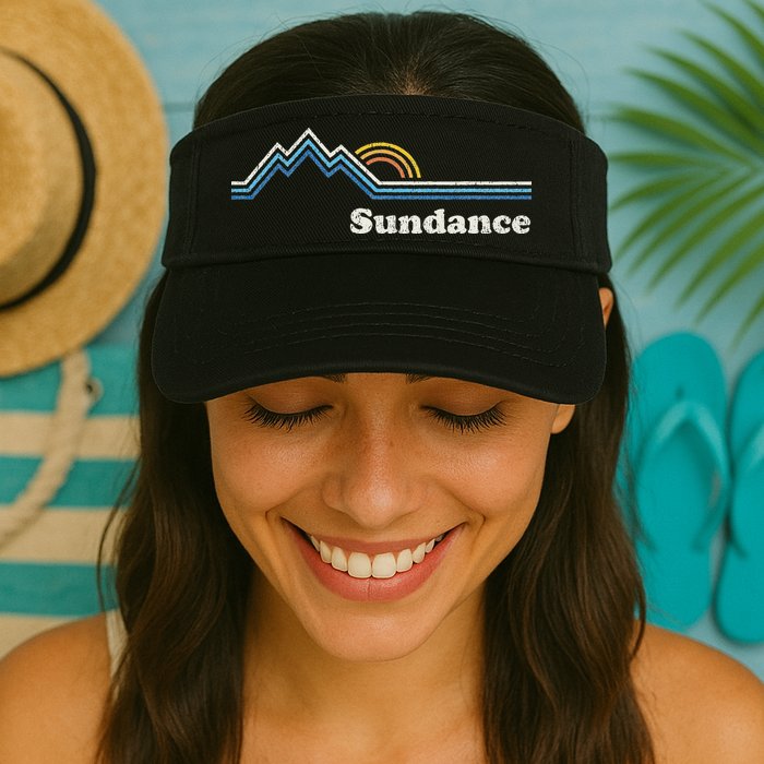 Retro Sundance Utah Ut Vintage Sunrise Mountains Visor