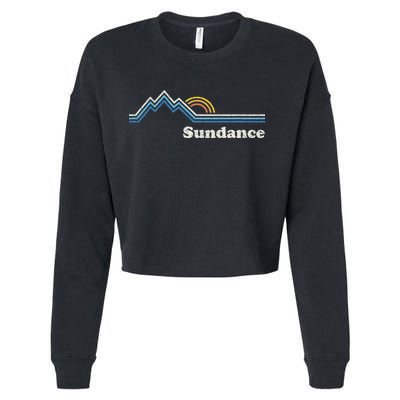 Retro Sundance Utah Ut Vintage Sunrise Mountains Cropped Pullover Crew