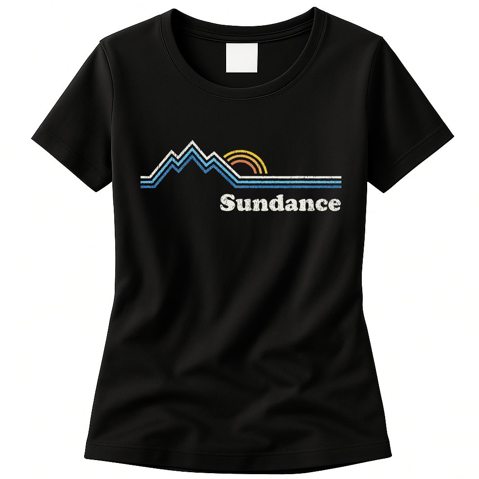 Retro Sundance Utah Ut Vintage Sunrise Mountains Womens T-Shirt