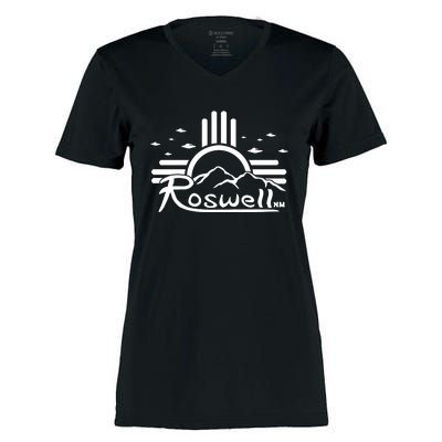 Roswell Sun Ufo Alien Funny Women's Momentum V-Neck T-Shirt