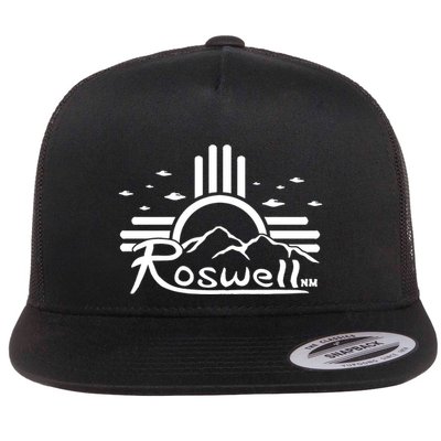 Roswell Sun Ufo Alien Funny Flat Bill Trucker Hat