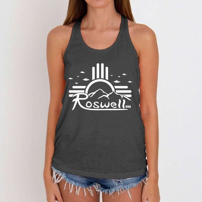 Roswell Sun Ufo Alien Funny Women's Knotted Racerback Tank