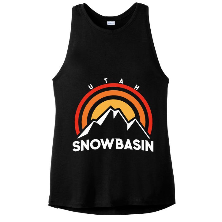 Retro Snowbasin Utah Ladies PosiCharge Tri-Blend Wicking Tank