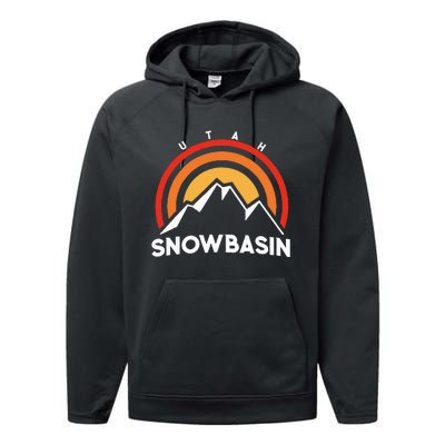 Retro Snowbasin Utah Performance Fleece Hoodie