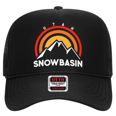 Retro Snowbasin Utah High Crown Mesh Back Trucker Hat