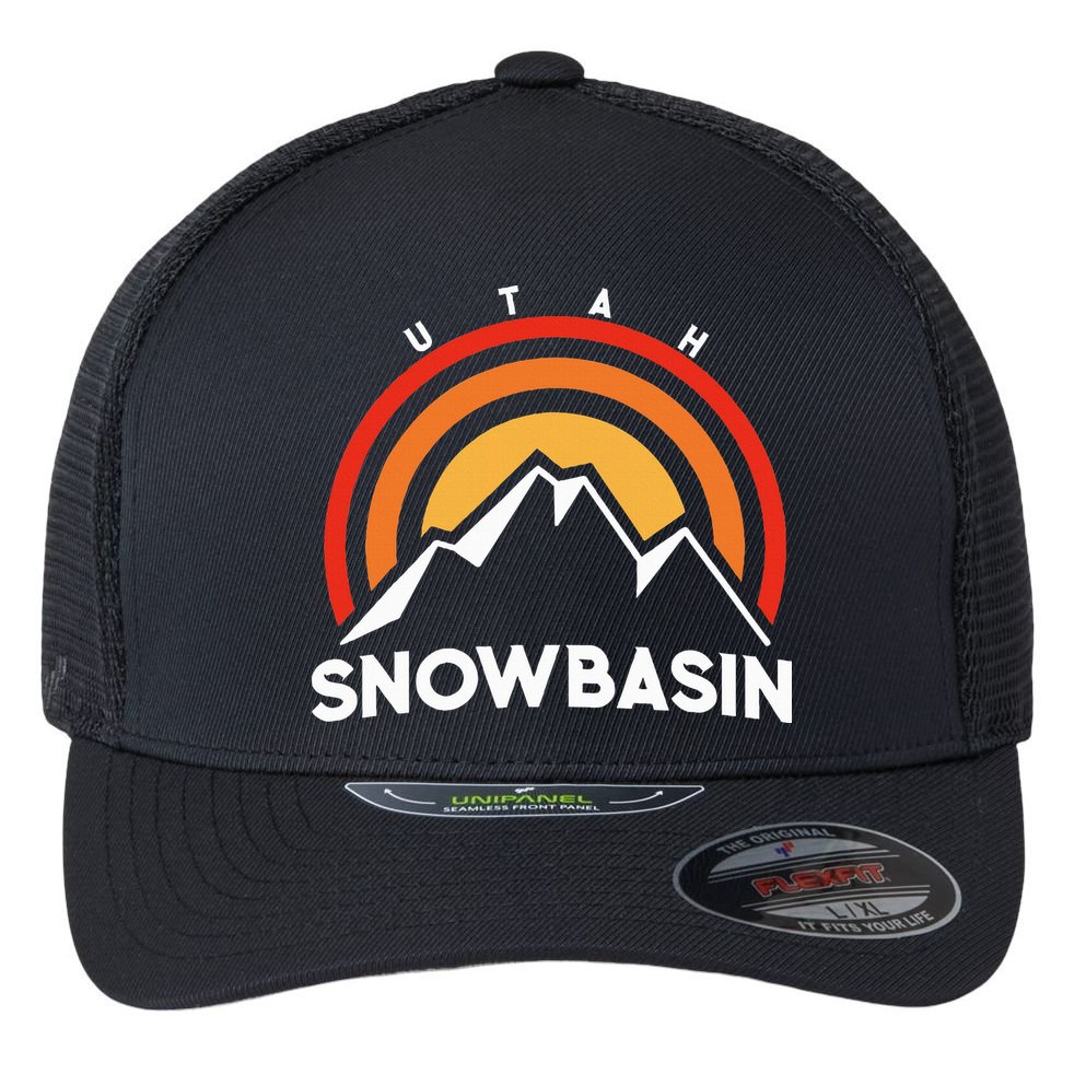 Retro Snowbasin Utah Flexfit Unipanel Trucker Cap