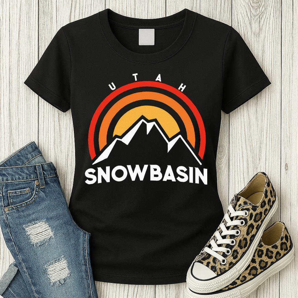 Retro Snowbasin Utah Womens T-Shirt