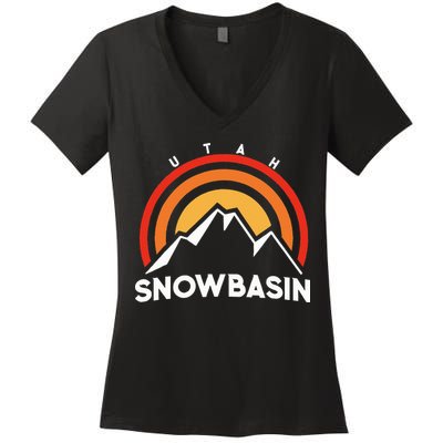 Retro Snowbasin Utah Women's V-Neck T-Shirt