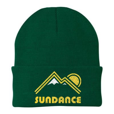 Retro Sundance Utah Ut Vintage Mountains Knit Cap Winter Beanie