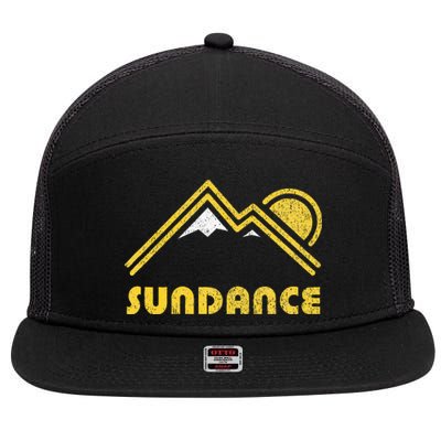 Retro Sundance Utah Ut Vintage Mountains 7 Panel Mesh Trucker Snapback Hat