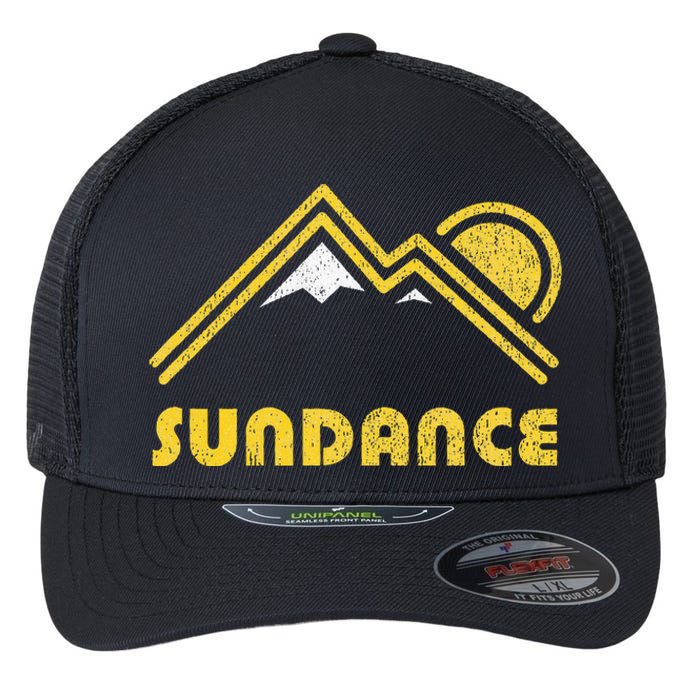 Retro Sundance Utah Ut Vintage Mountains Flexfit Unipanel Trucker Cap