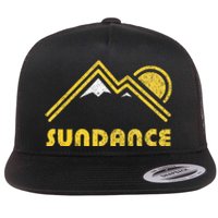 Retro Sundance Utah Ut Vintage Mountains Flat Bill Trucker Hat