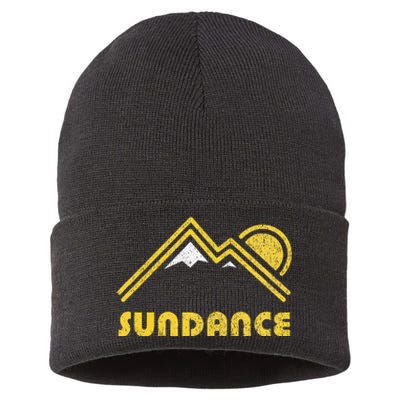 Retro Sundance Utah Ut Vintage Mountains Sustainable Knit Beanie