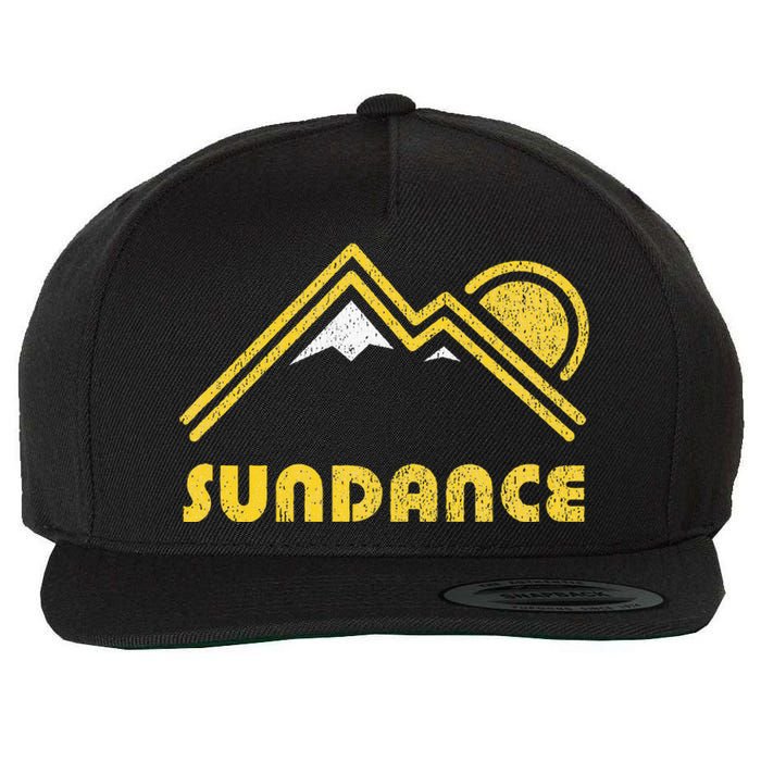 Retro Sundance Utah Ut Vintage Mountains Wool Snapback Cap