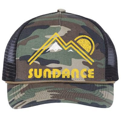 Retro Sundance Utah Ut Vintage Mountains Retro Rope Trucker Hat Cap