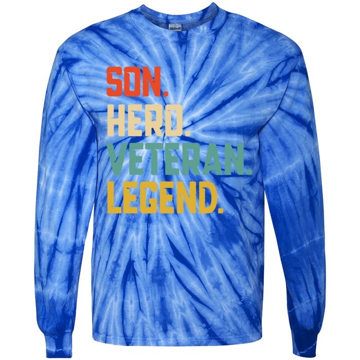 Retro Son Veteran Legend Gift Tie-Dye Long Sleeve Shirt